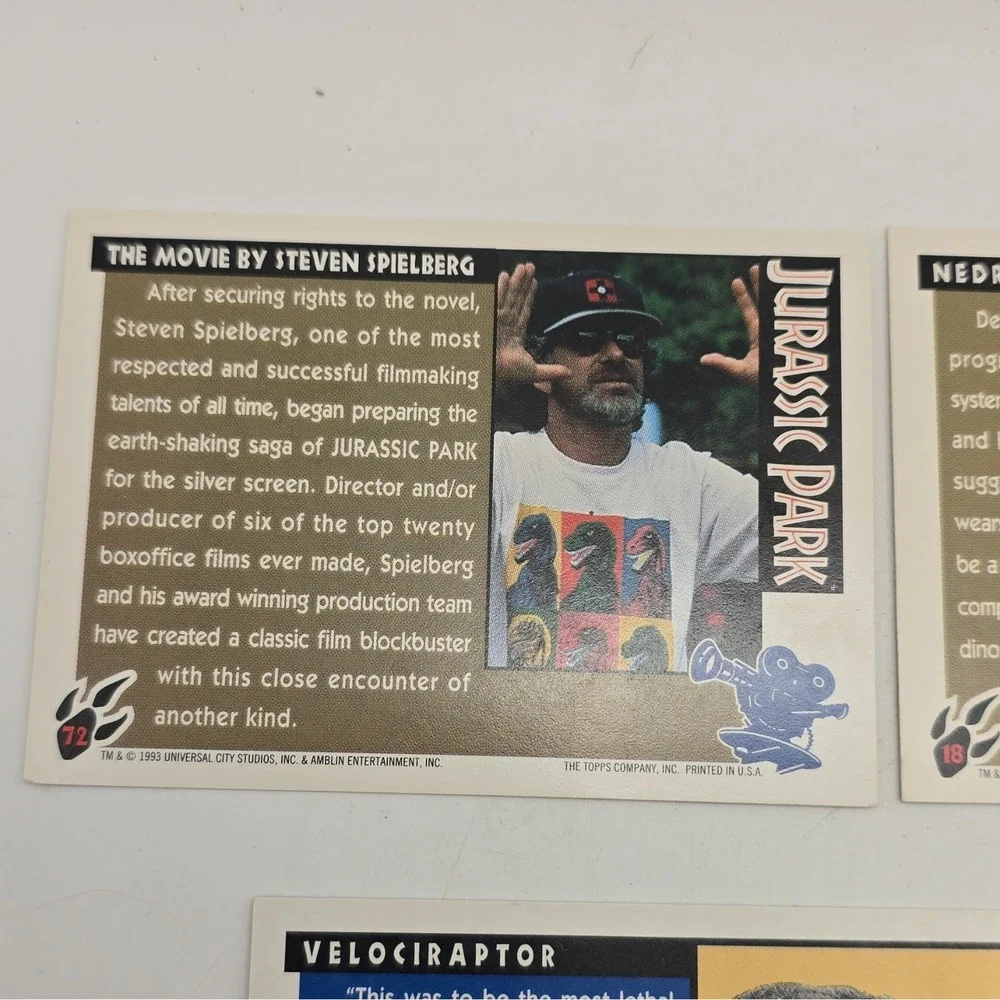1993 Topps Co. Jurassic Park Trading Cards Lot Of 5 Cards